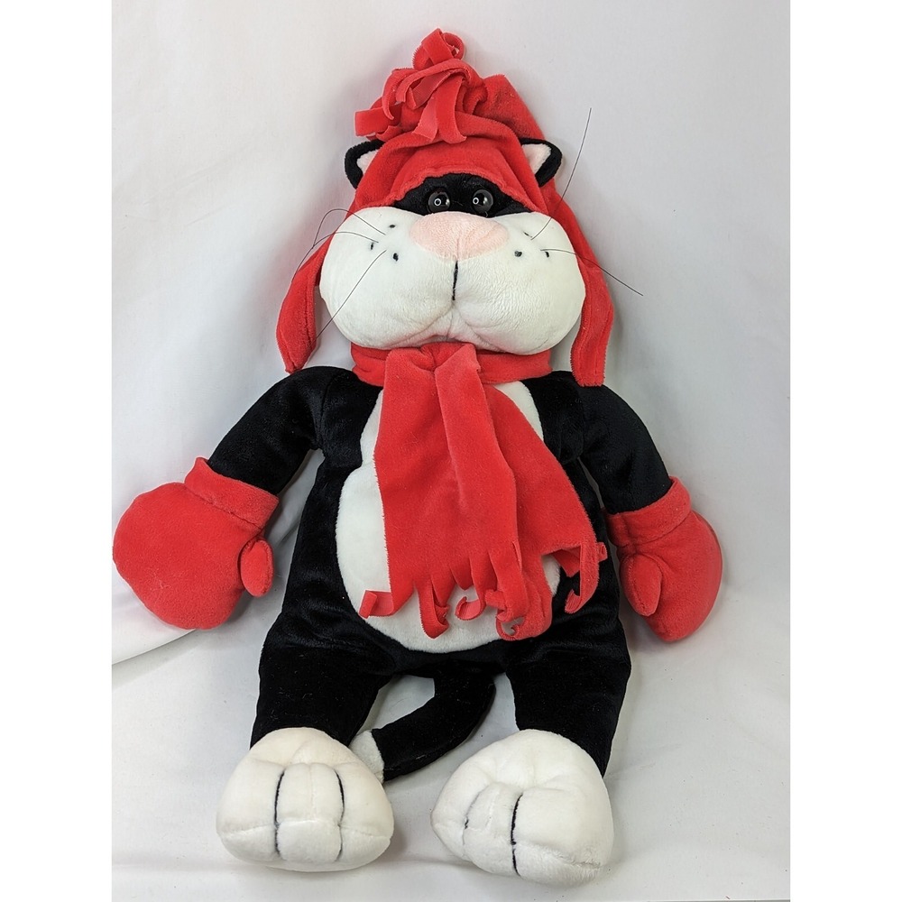 JD Fine John Doze Cat Plush Rear Zipper Pouch Fleece Hat Scarf‎ 18 Inch Stuffed